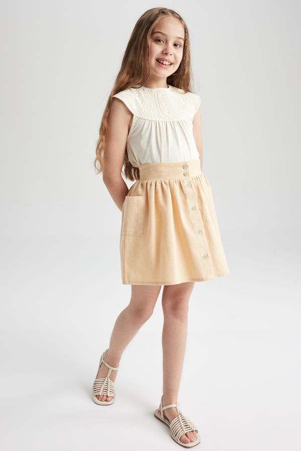 DEFACTO DEFACTO Girl's Cotton Buttoned Skirt