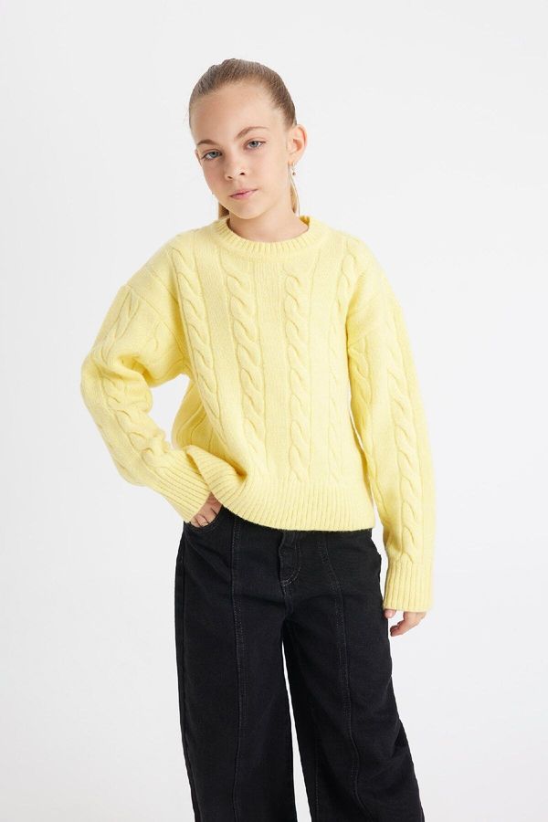 DEFACTO DEFACTO Girl's Crew Neck Hair Knitted Sweater