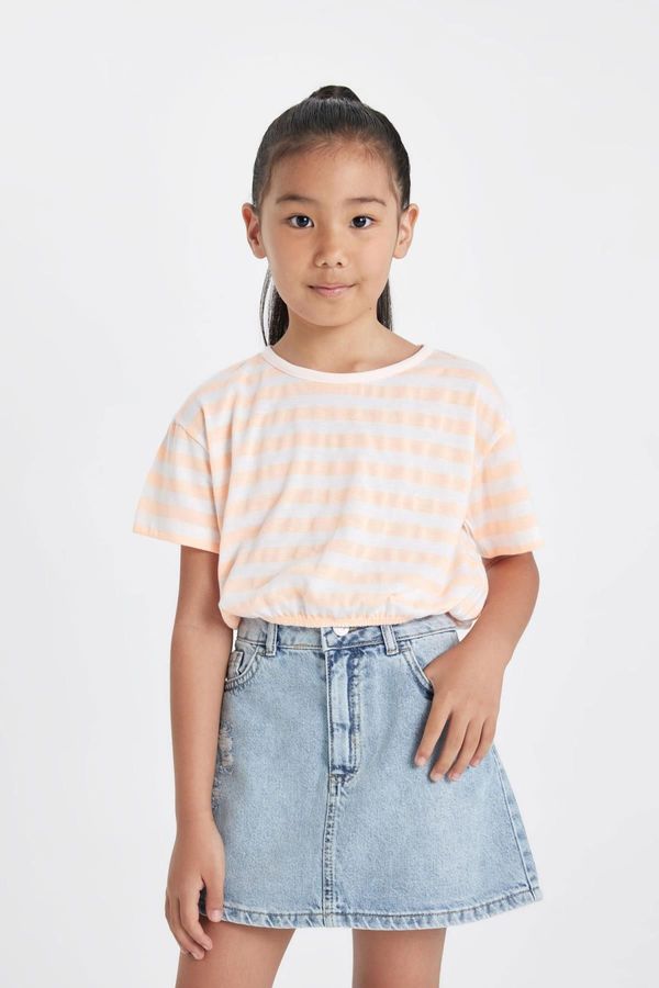 DEFACTO DEFACTO Girl's Crew Neck Striped Short Sleeve T-Shirt