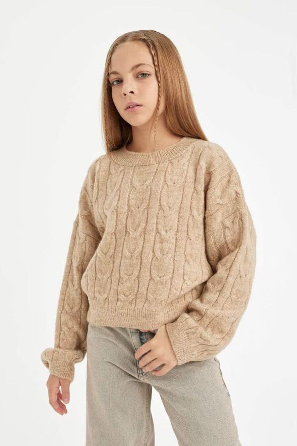 DEFACTO DEFACTO Girls Crop Crew Neck Sweater