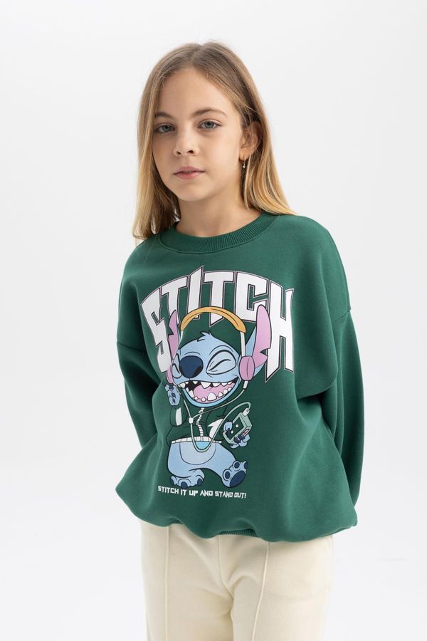 DEFACTO DEFACTO Girl's Disney Lilo & Stitch Oversize Fit Crew Neck Sweatshirt