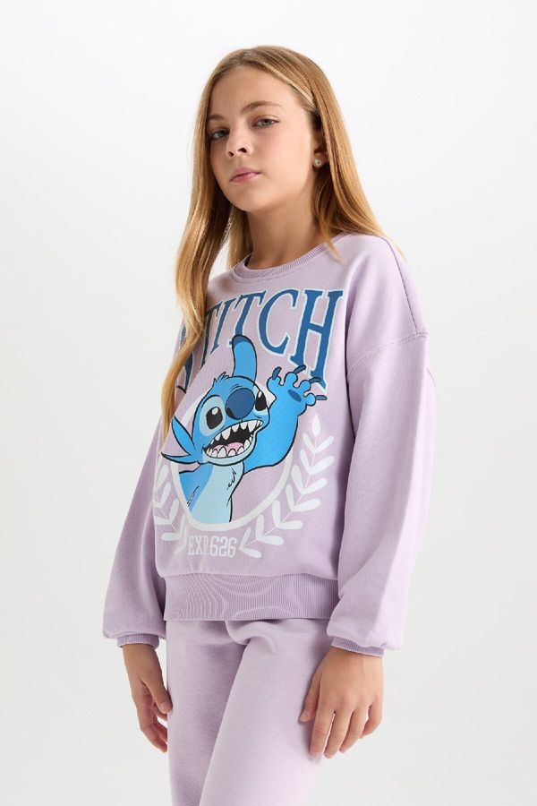 DEFACTO DEFACTO Girls Disney Lilo & Stitch Relax Fit Crew Neck Sweatshirt