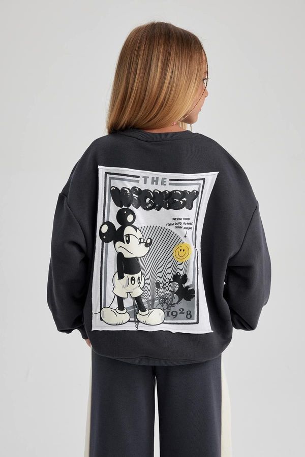 DEFACTO DEFACTO Girls Disney Mickey & Minnie Oversize Fit Crew Neck Sweatshirt