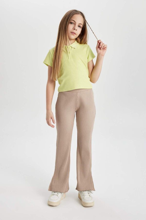 DEFACTO DEFACTO Girl's Flare Fit Ribbed Camisole Trousers