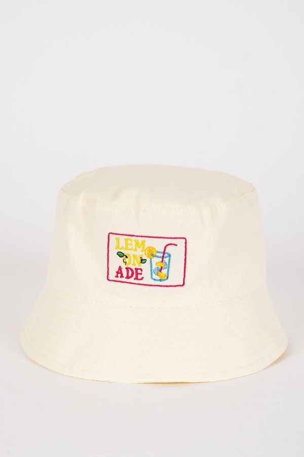 DEFACTO DEFACTO Girl's Label Printed Gabardine Bucket Hat