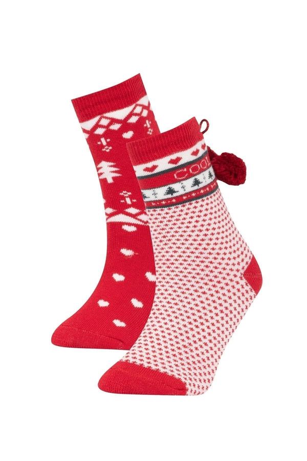 DEFACTO DEFACTO Girl's New Year's Themed 2-Piece Cotton Long Socks