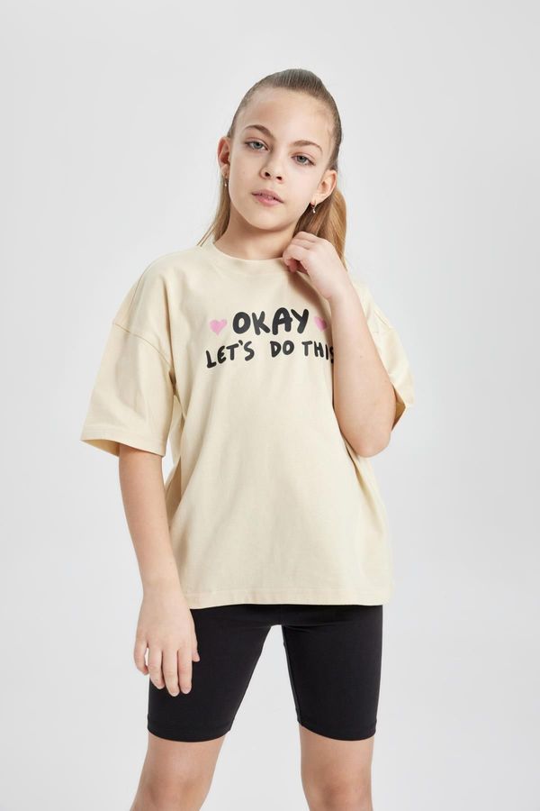 DEFACTO DEFACTO Girls Oversize Fit Printed Short Sleeve T-Shirt