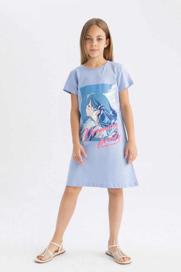 DEFACTO DEFACTO Girl's Printed Short Sleeve Nightgown