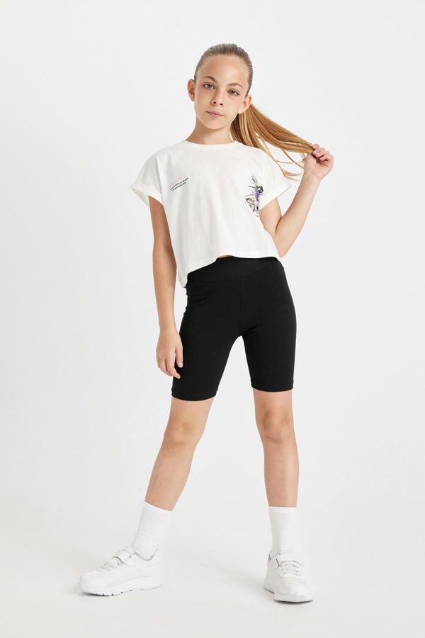 DEFACTO DEFACTO Girl's Printed Short Sleeve T-Shirt and Tights 2-Piece Set