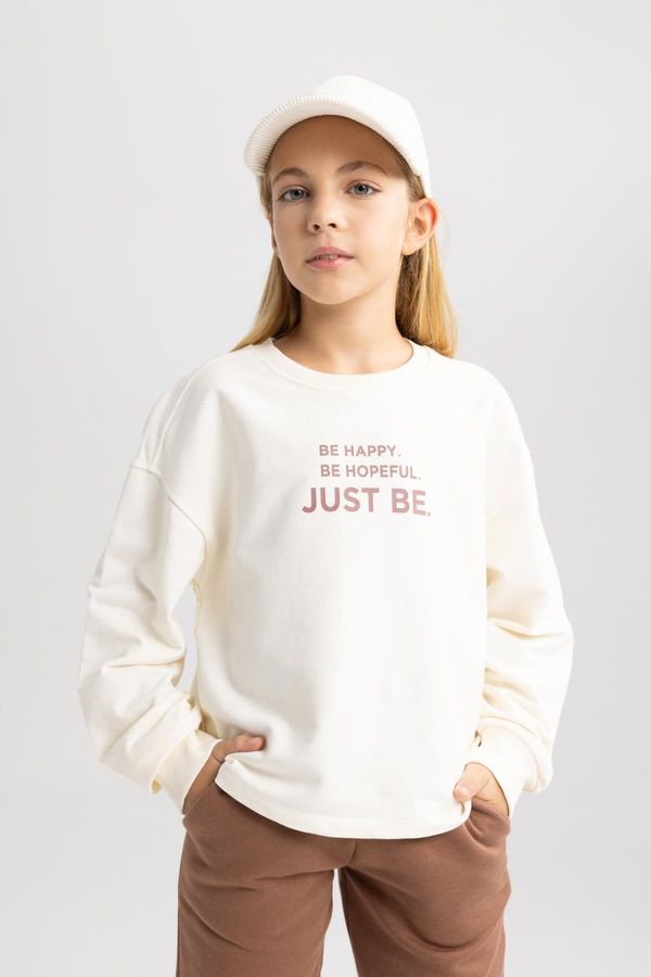 DEFACTO DEFACTO Girl's Regular Fit Crew Neck Sweatshirt