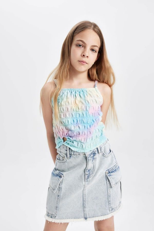 DEFACTO DEFACTO Girl's Ruffle Collar Colorful Undershirt