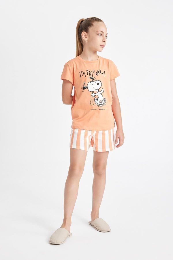 DEFACTO DEFACTO Girl's Snoopy Short Sleeve Pajama Set with Shorts