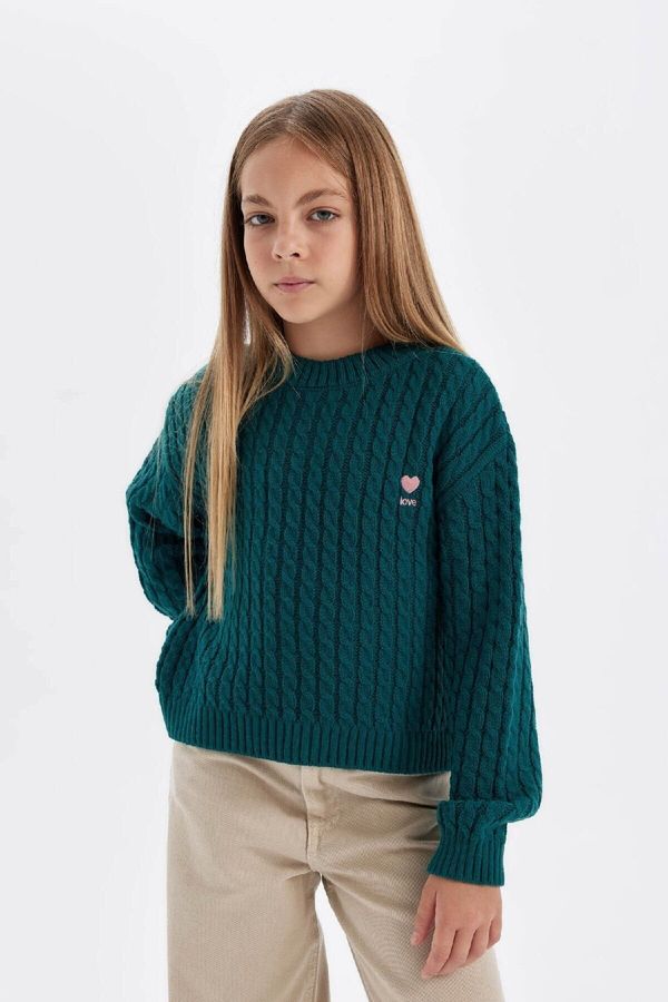 DEFACTO DEFACTO Girl's Standard Fit Crew Neck Sweater