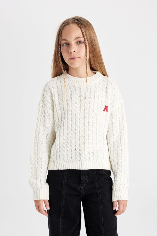 DEFACTO DEFACTO Girl's Standard Fit Crew Neck Sweater