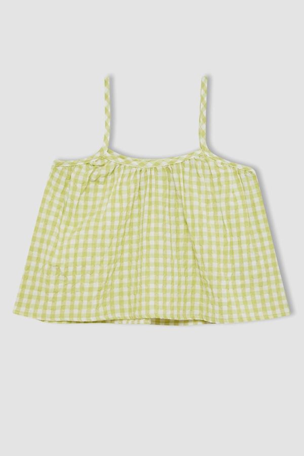 DEFACTO DEFACTO Girl's Strappy Checked Blouse