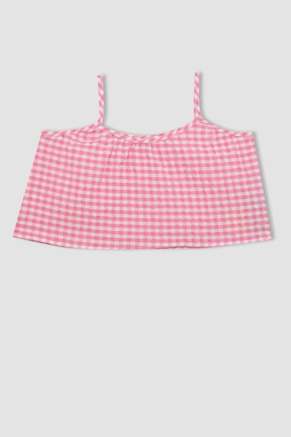 DEFACTO DEFACTO Girl's Strappy Checked Blouse