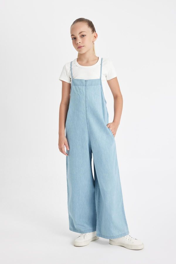 DEFACTO DEFACTO Girl's Strappy Wide Leg Jean Jumpsuit