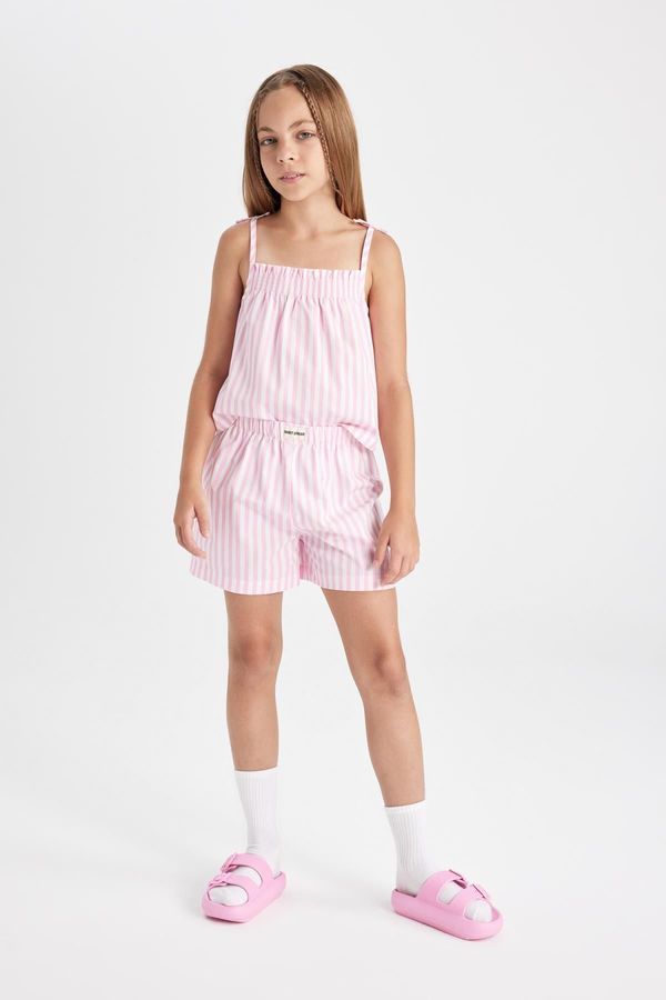 DEFACTO DEFACTO Girl's Striped Pajama Set with Strappy Shorts