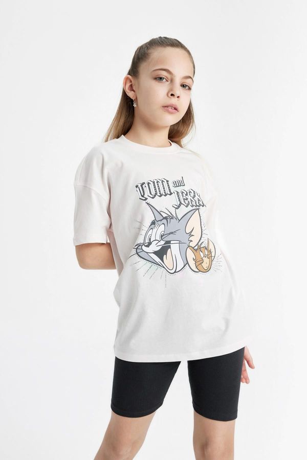 DEFACTO DEFACTO Girls Tom & Jerry Oversize Fit Crew Neck Short Sleeve T-Shirt