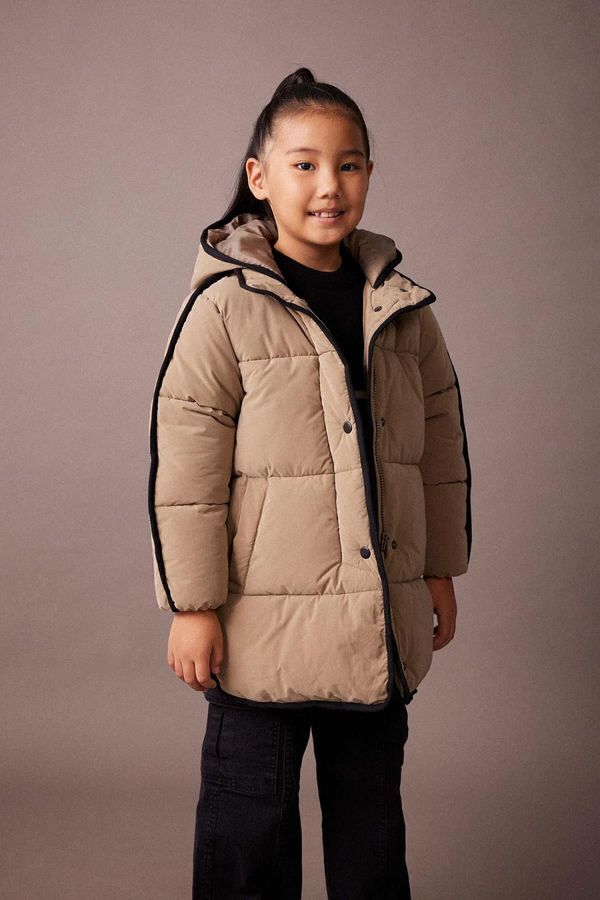 DEFACTO DEFACTO Girl's Water Repellent Hooded Puffer Coat