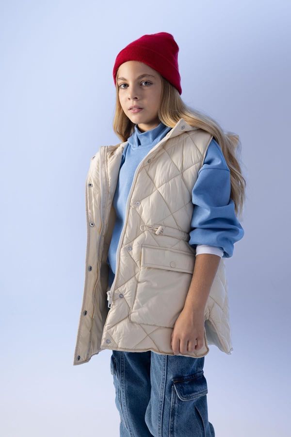 DEFACTO DEFACTO Girl's Water Repellent Quilted Long Inflatable Vest