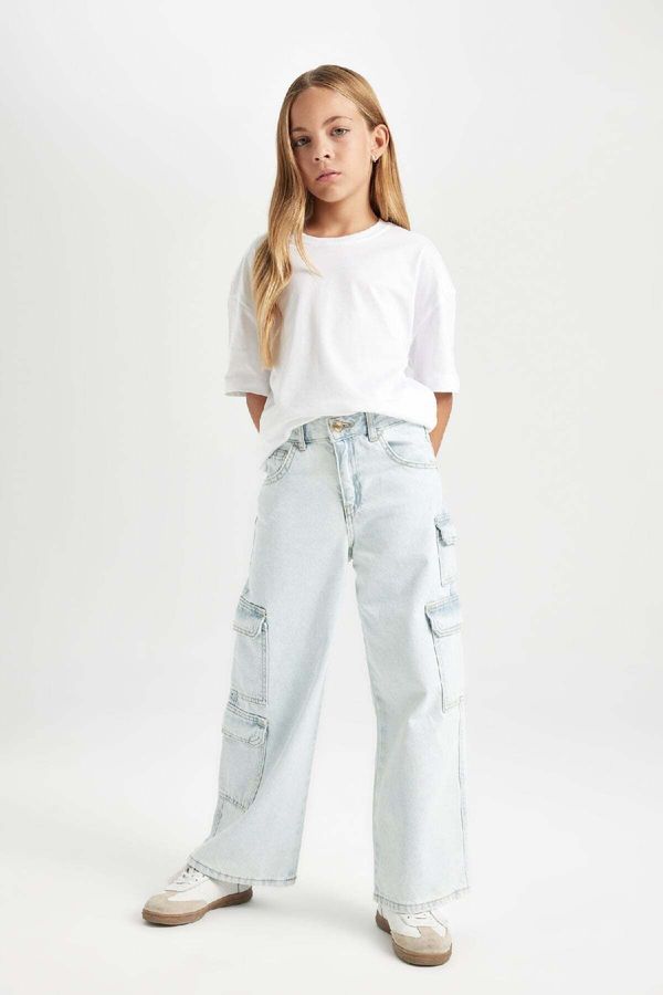 DEFACTO DEFACTO Girls Wide Leg Cargo Pocket Wide Leg Jeans