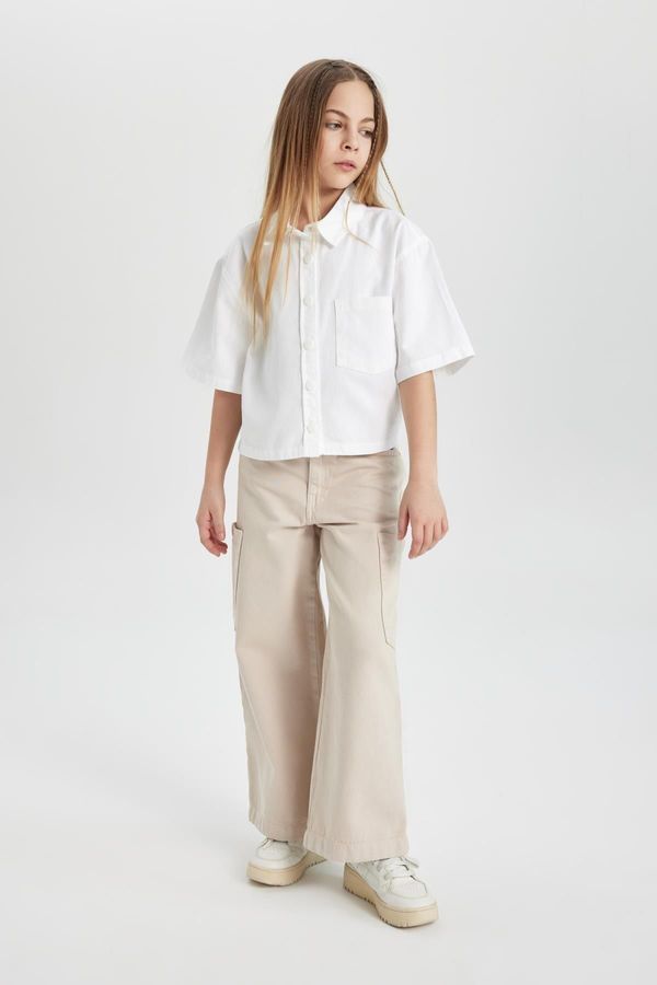 DEFACTO DEFACTO Girl's Wide Leg Cargo Wide Leg Jean Trousers