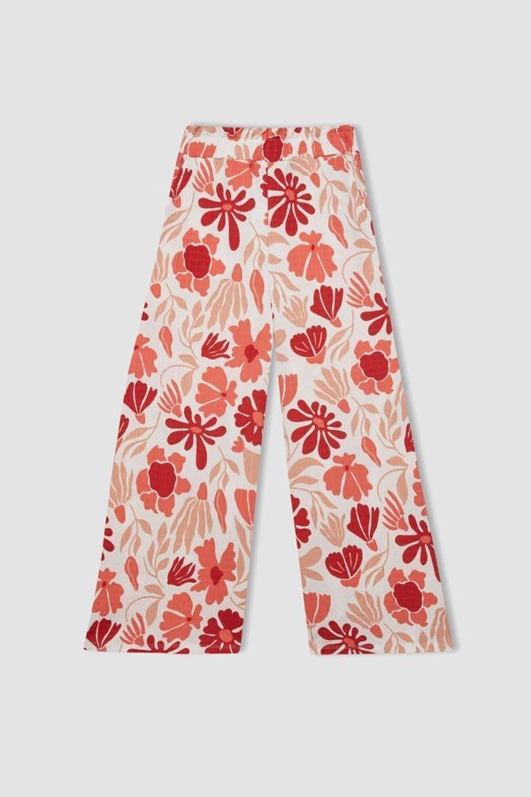 DEFACTO DEFACTO Girl's Wide Leg Floral Wrap Trousers