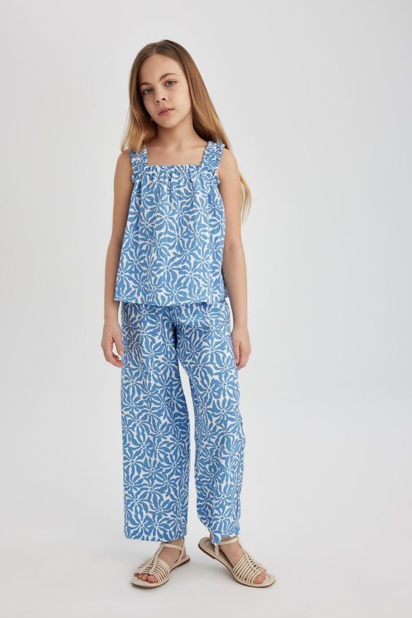 DEFACTO DEFACTO Girl's Wide Leg Wide Leg Patterned Trousers