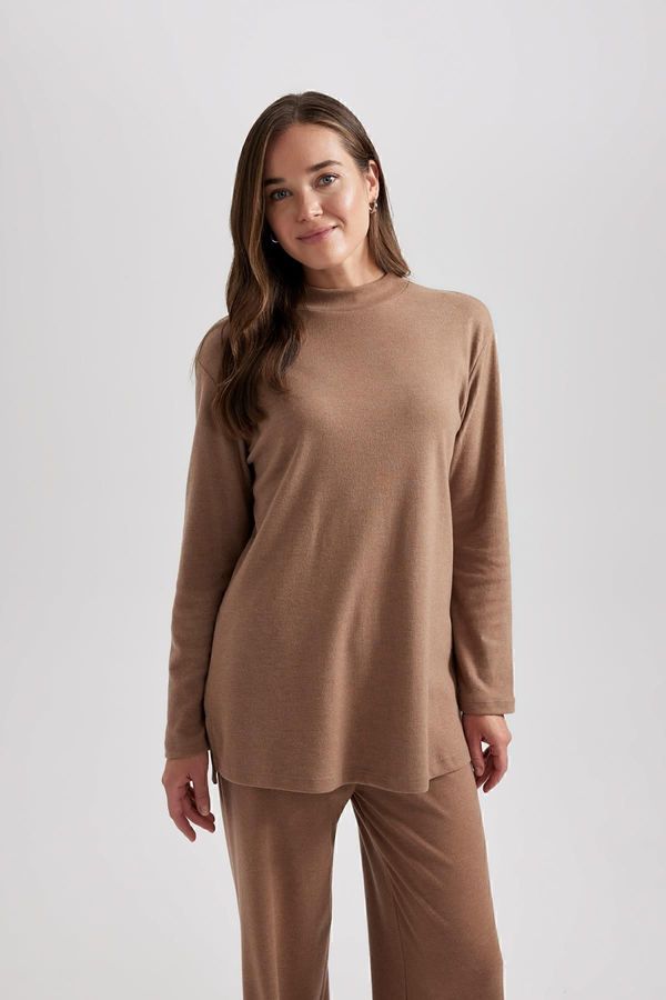 DEFACTO DEFACTO Half Turtleneck Softshell Long Sleeve T-Shirt Tunic with Soft Fur Inside