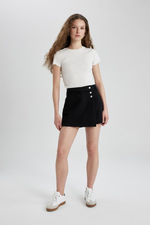 DEFACTO DEFACTO High Waist Jean Shorts Skirt