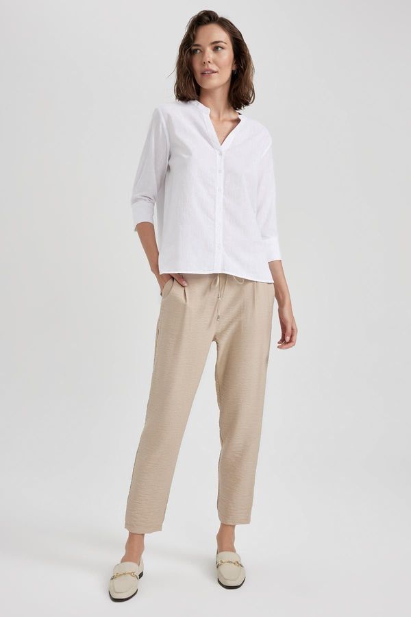 DEFACTO DEFACTO High Waist Linen Look Trousers with Jogger Pockets