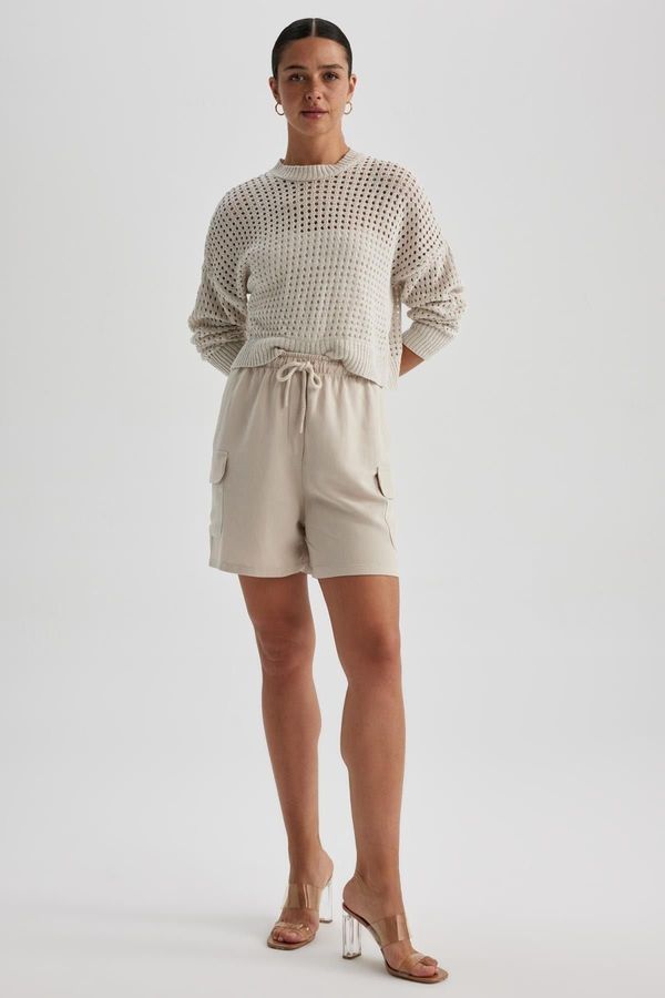 DEFACTO DEFACTO High Waist Short Leg Linen Blended Shorts