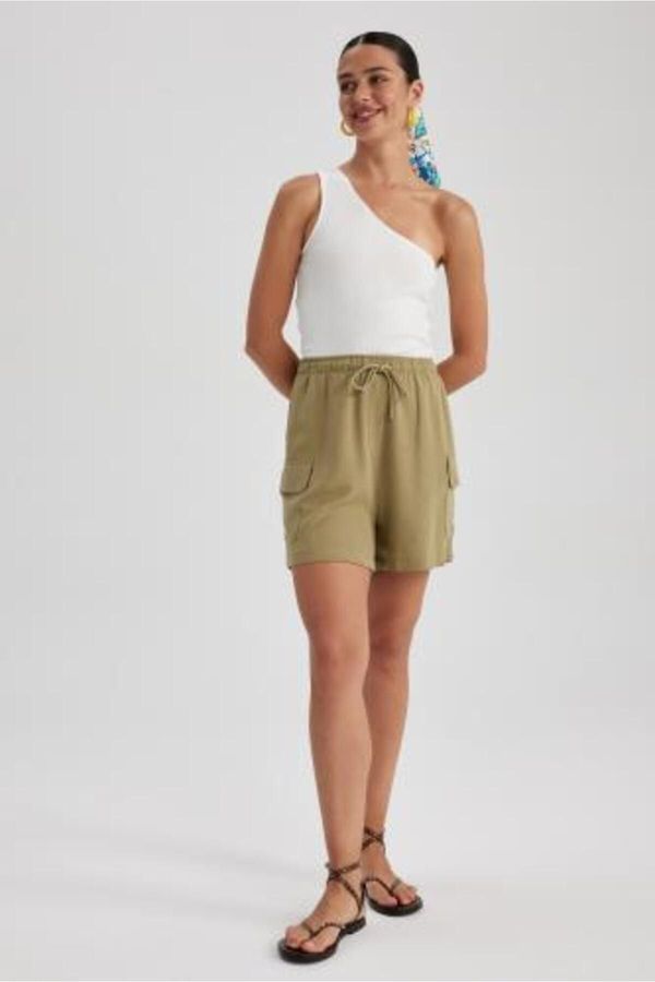 DEFACTO DEFACTO High Waist Short Leg Linen Blended Shorts