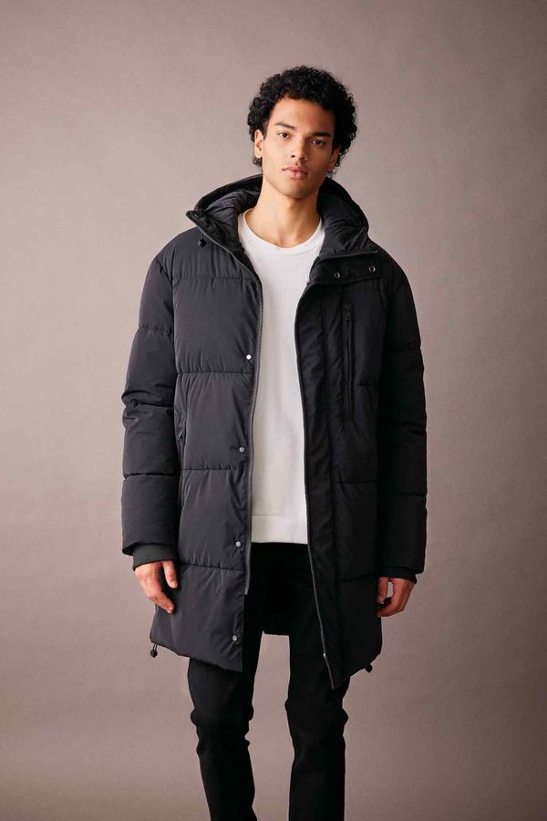 DEFACTO DEFACTO Hooded Puffer Parka Faux Für Lined Zippered Pocket