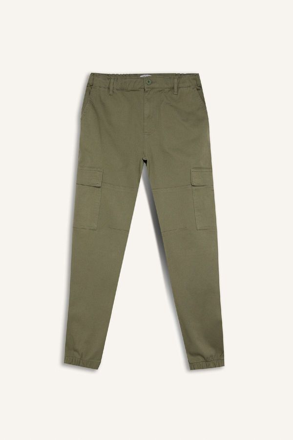 DEFACTO DEFACTO Jogger Gabardine Trousers Elastic Waist Cargo Pocket Elastic Leg