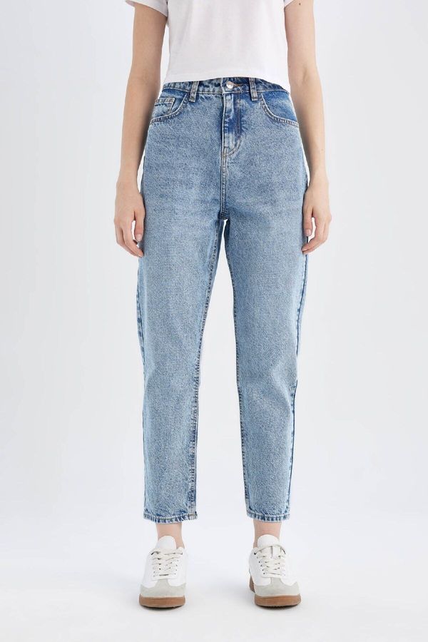 DEFACTO DEFACTO Lina Mom Fit High Waist Ankle Length Jean Washed Trousers