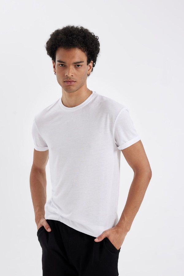 DEFACTO DEFACTO Long Muscle Fit Crew Neck Basic Plain Short Sleeve T-Shirt N2104az24au