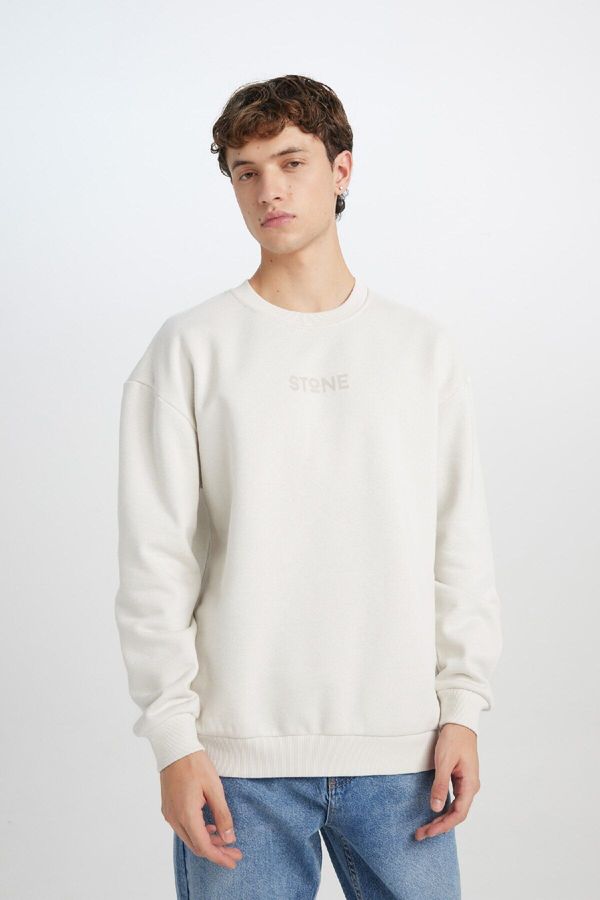 DEFACTO DEFACTO Men's Boxy Fit Crew Neck Printed Sweatshirt