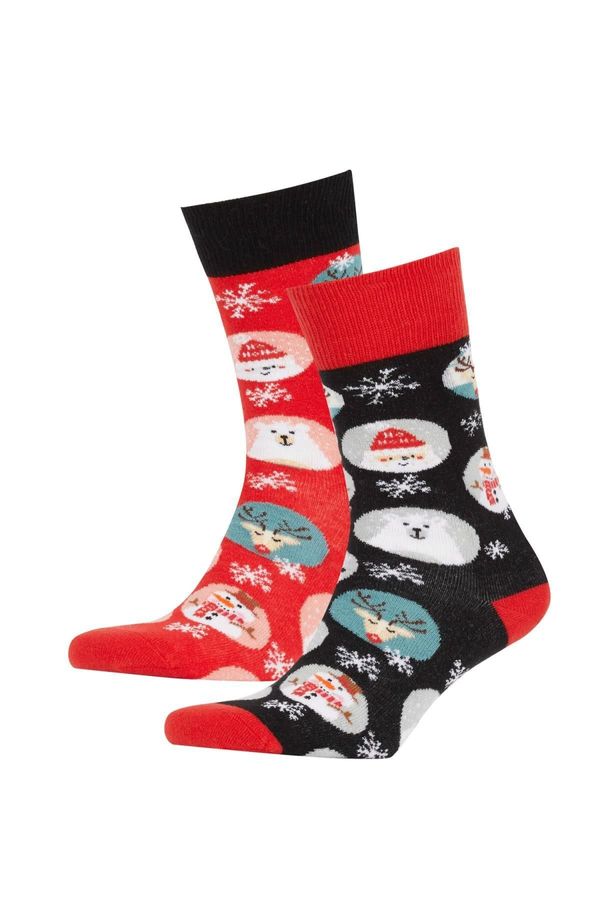 DEFACTO DEFACTO Men's Christmas Themed Boxed 2-Piece Cotton Long Socks