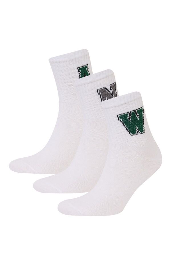 DEFACTO DEFACTO Men's Comfortable Elastic 3-Pack Cotton Ankle Socks