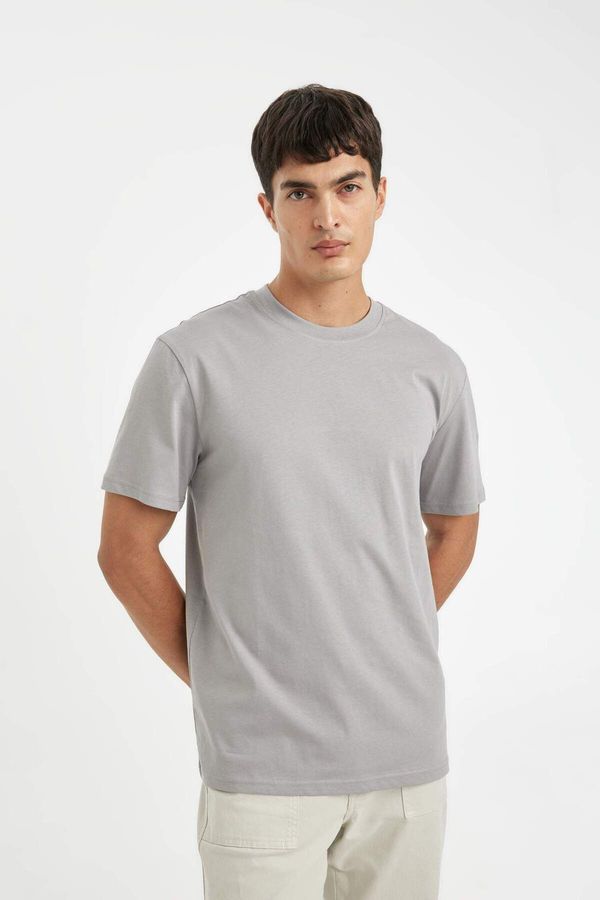 DEFACTO DEFACTO Men's Gray New Regular Fit Regular Cut Crew Neck Cotton Short Sleeve Basic T-Shirt