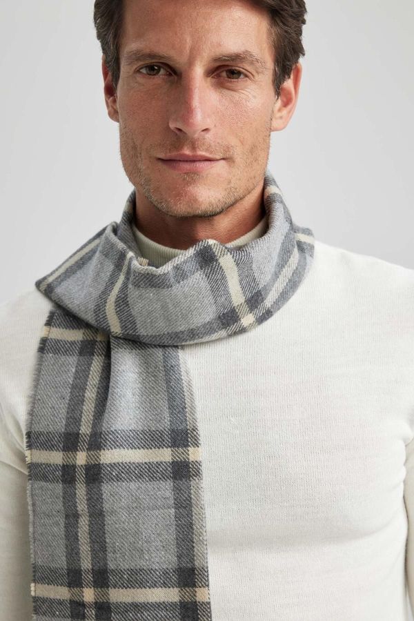 DEFACTO DEFACTO Men's Plaid Patterned Woven Scarf