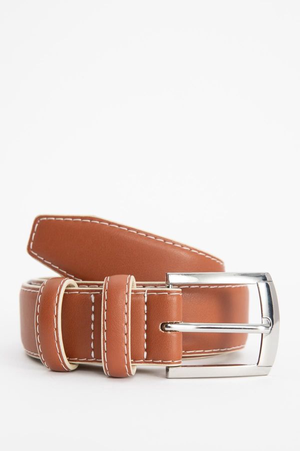 DEFACTO DEFACTO Men's Rectangle Buckle Faux Leather Classic Belt