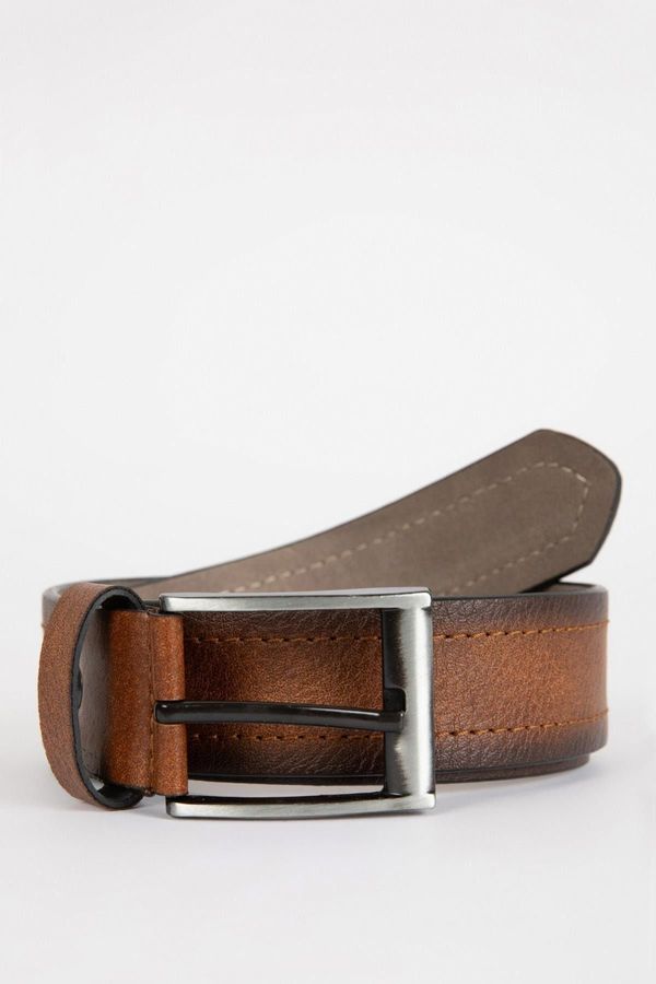 DEFACTO DEFACTO Men's Rectangle Buckle Faux Leather Jeans Belt