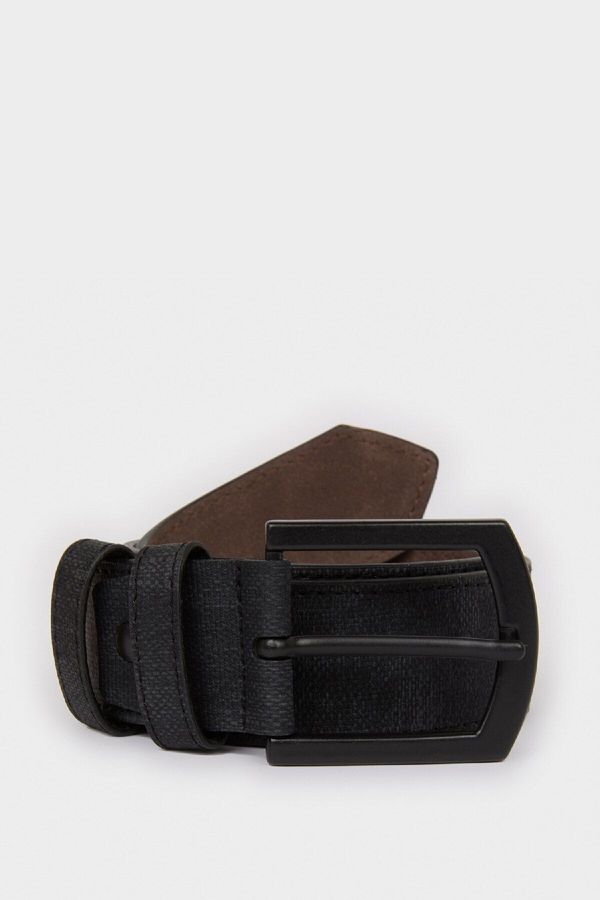 DEFACTO DEFACTO Men's Rectangular Buckle Faux Leather Casual Belt