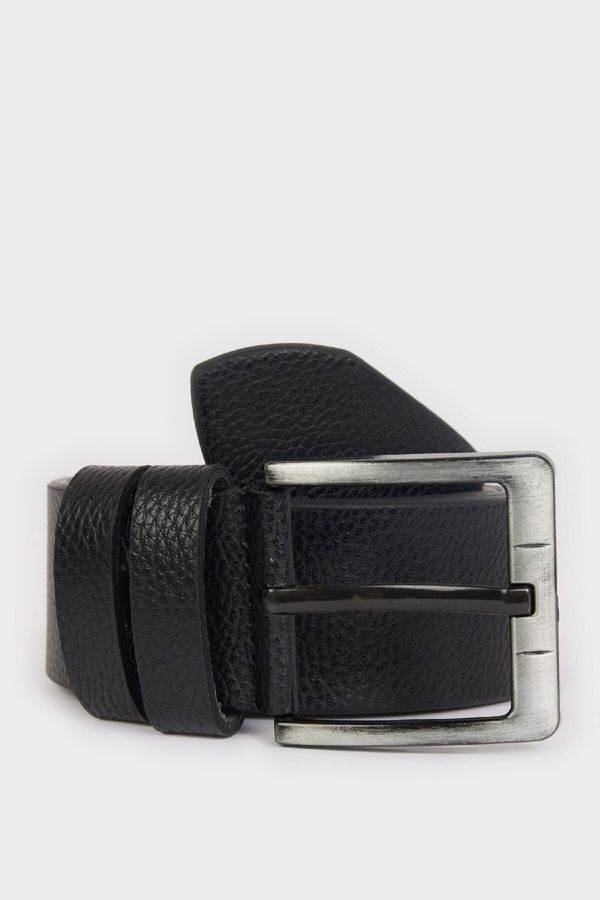 DEFACTO DEFACTO Men's Rectangular Buckle Faux Leather Casual Belt