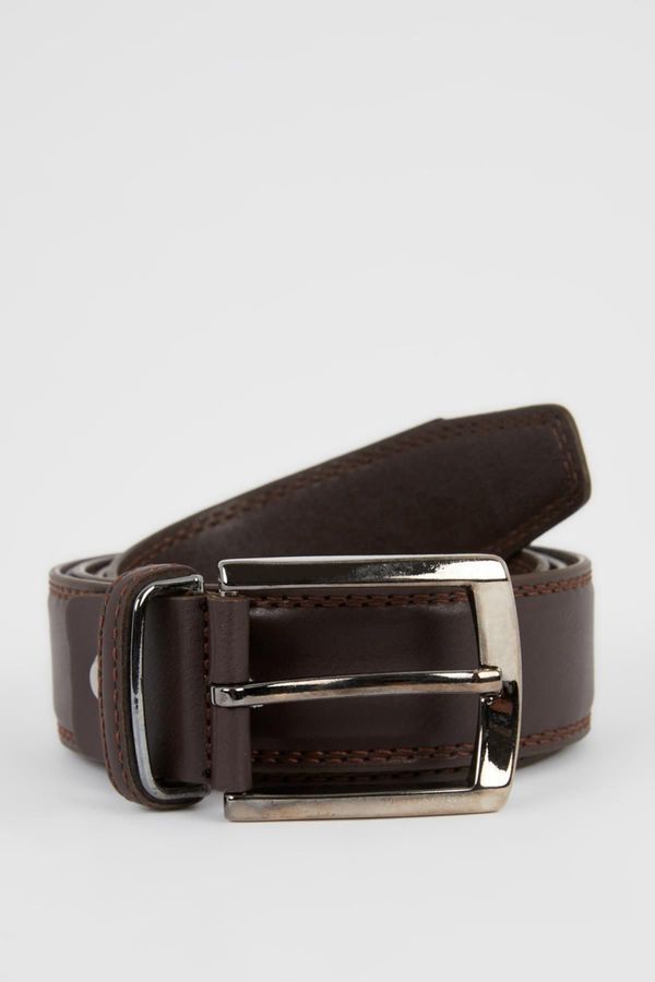 DEFACTO DEFACTO Men's Rectangular Buckle Leather Look Belt