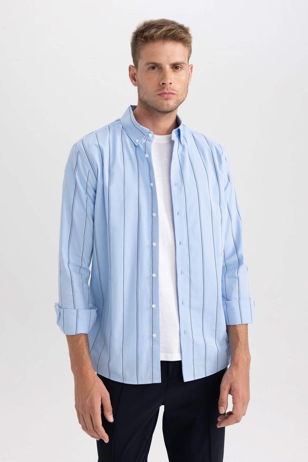 DEFACTO DEFACTO Modern Fit Woven Striped Long Sleeve Shirt
