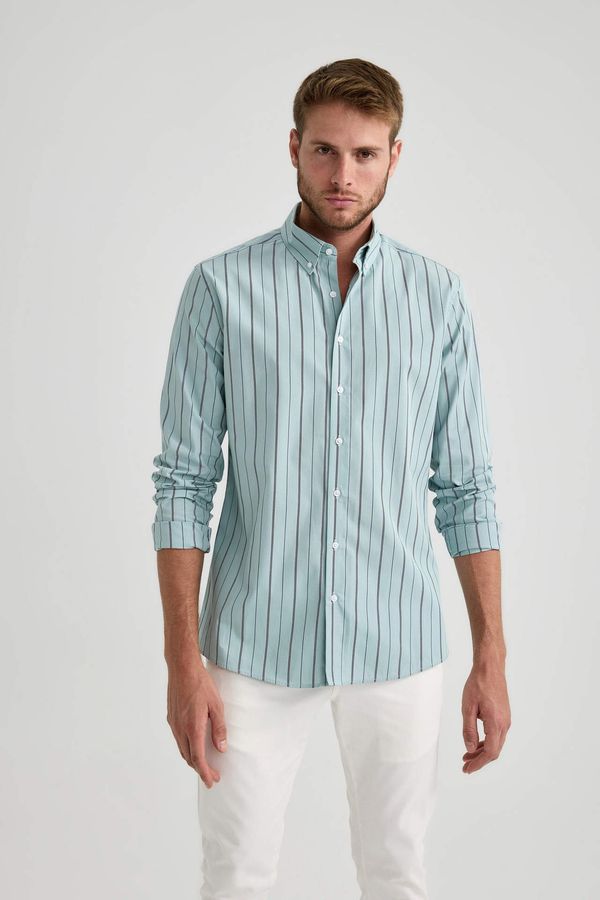 DEFACTO DEFACTO Modern Fit Woven Striped Long Sleeve Shirt